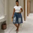Women's Wrapper Jeans Shorts - Blue Denim - 1