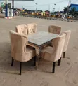 6-Seater Marble Top Dining Table with Sturdy Chairs - 1