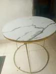 Luxury Marble Top Iron Frame Center Table - 1
