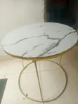 Luxury Marble Top Iron Frame Center Table - 2