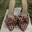 Shein Red & White Gingham High-Heel Mules - Size 42/43 - 3
