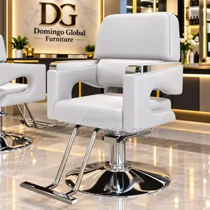 Farar PU Fatar Barbing Salon Chair Mai Hydraulic Base