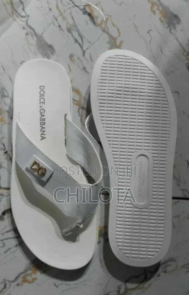 Dolce & Gabbana Designer Flip-Flops - White/Silver - 1