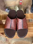 Pam Leather Cover Toe Slippers - Brown - 1