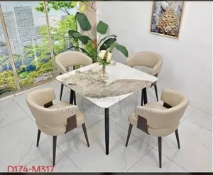 4-Seater Marble Dining Table Set da kujerun roƙo