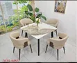 4-Seater Marble Dining Table Set da kujerun roƙo - 1