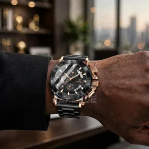 POEDAGAR Luxury Chronograph Watch - Baki & Rose Gold