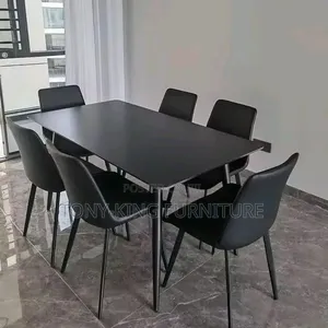 All-Black 6-Seater Modern Dining Table Set