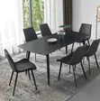 All-Black 6-Seater Modern Dining Table Set - 2