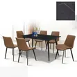 6 Seater Ceramic Top Dining Set - Baki Sama, Brown Kujeru - 1