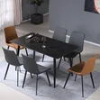 6 Seater Ceramic Top Dining Set - Baki Sama, Brown Kujeru - 2
