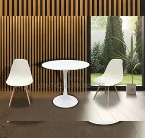 Modern White Round Wooden Dining Table with 2 Chairs