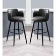 PU Fata Juyawa Bar Stool Tare da Karfe - Baki (Saitin 2) - 2