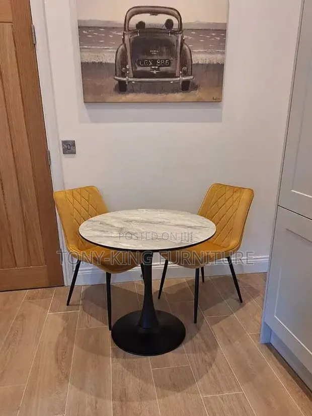 Modern Mini Marble Top Dining Table Set (2-Seater) - 1