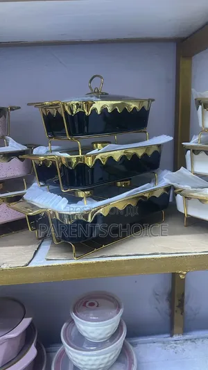 Luxury 3-Piece Ceramic Food Warmer Dish Set - Black/Gold