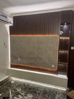 Modern High Glossy Wall TV Console with LED Lights