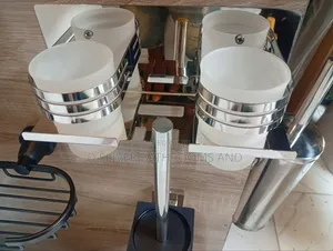 Wall Mounted Stainless Double Toothbrush & Cup Holder