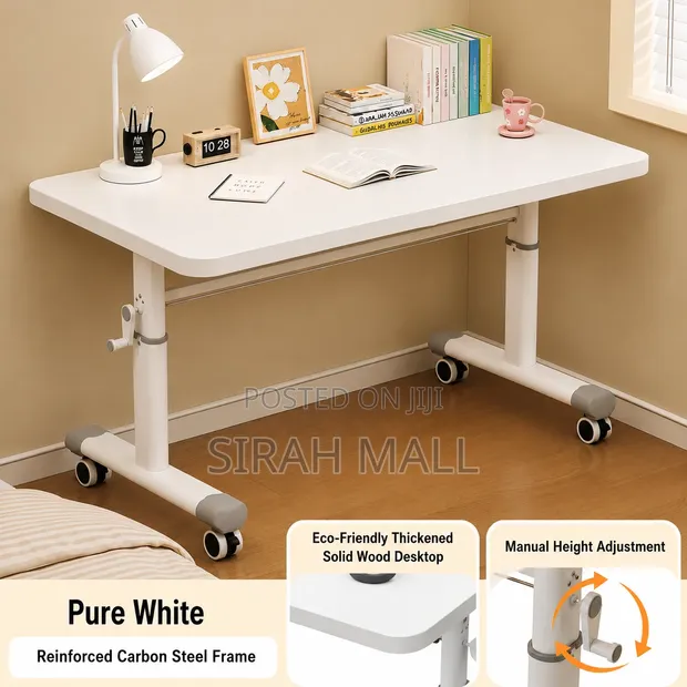 Lift Top Computer Table - White 120x60cm - 1