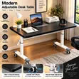 Lift Top Computer Table - White 120x60cm - 2