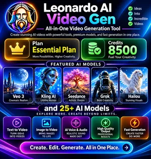 Leonardo AI Video Gen - Essential Plan | 8500 Credits