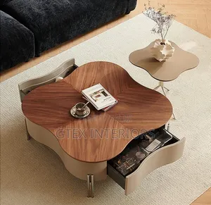 Home Interiors Center Table na Kayi tare da Side Stool