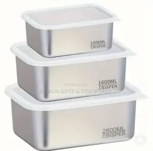 3pcs Rectangle Stainless Steel Food Storage Container Set