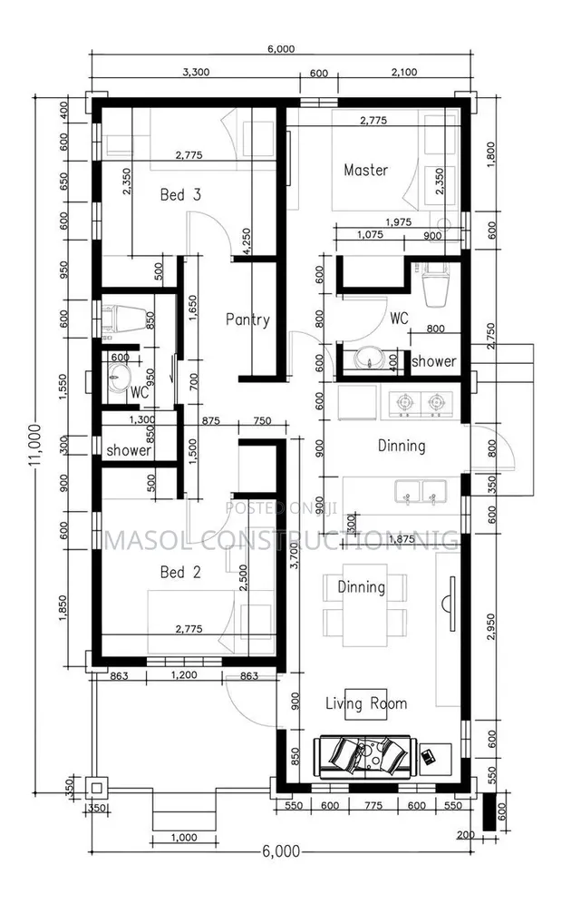 Tsarin Gidan Bedroom Uku - 1