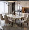 6 Seater Marble Top Dining Table Set - 2