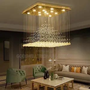 Modern Square Multi-Level Raindrop Crystal Chandelier 600mm