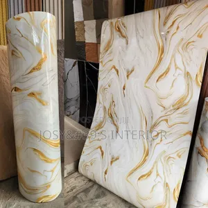 Home Interiors Glossy Marble Wall Sticker (Gold)