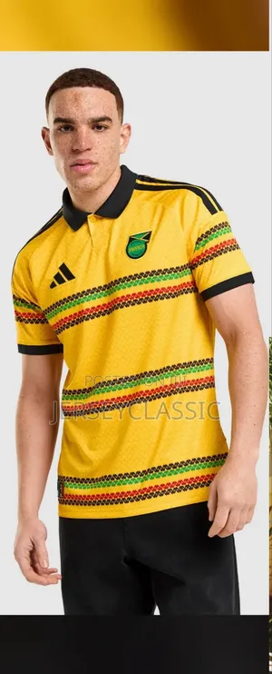 Yellow Reggae-Inspired Football Jersey - Striped Design