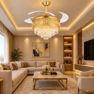 Crystal Chandelier LED Ceiling Fan Light with Retractable Blades