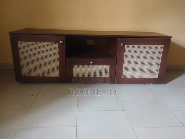 Wooden TV Console with Cane - 1.5m Brown - 1