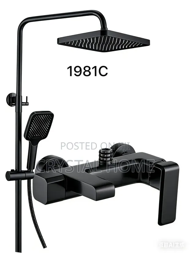 Classic Pressure Shower - Matt Black Square - 1