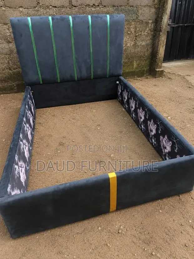 Grey 4.5x6 Bed Frame with Gold Accents - 1
