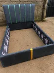 Grey 4.5x6 Bed Frame with Gold Accents - 1