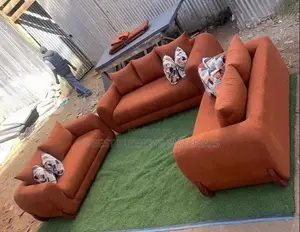 Modern Rust/Burnt Orange 6-Seater Velvet Sofa Set
