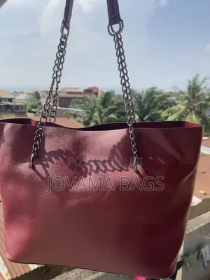 Burgundy Women's Tote Bag with Chain Handles