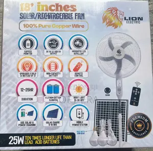 Lion 18-Inch Solar Fan tare da Caja, Remote & 3 Fitila