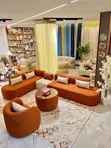 Modern Rust Orange Modular L-Shaped Sectional Sofa Set + Table - 2