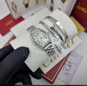 Silver Chain Wristwatch & Bracelets Set for Her