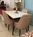 Luxury White Top Dining Table Set tare da Quilted Chairs - 1