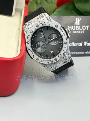 Hublot Men's Bold Chronograph Leather Wristwatch - Date Display