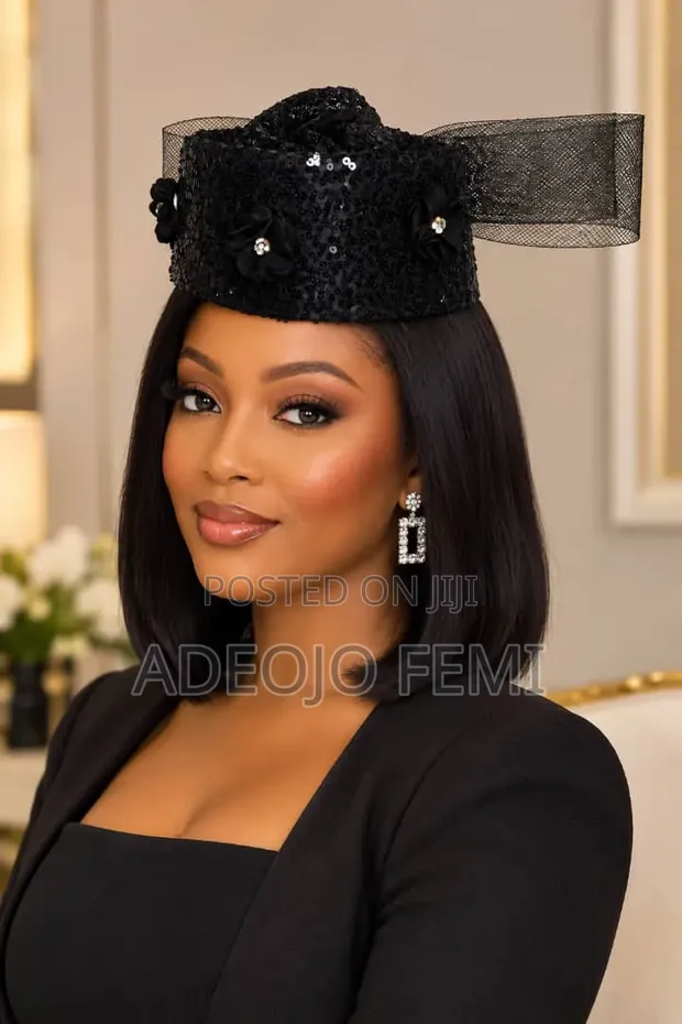 Zara Black Leather Fascinator Cap - 1