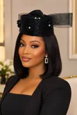 Zara Black Leather Fascinator Cap - 1