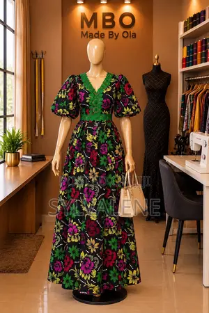 Kyakyawan Ankara Maxi Gown Mai Hannun Ja