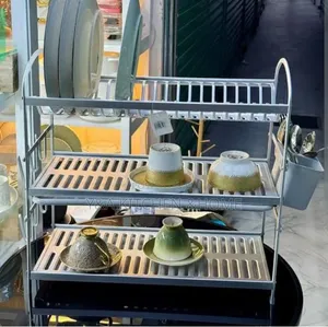 3-Tier Stainless Steel Dish Rack - Gold