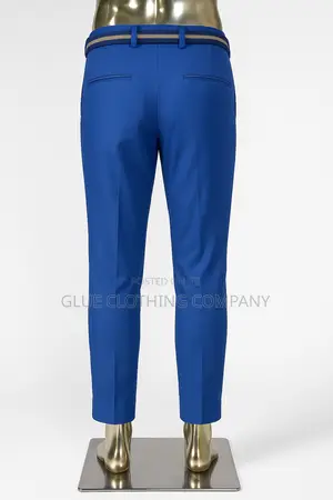 Royal Blue Straight Leg Trousers - Men's