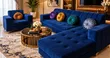Navy-Blue Velvet Sofa Set - Home Interiors - 2