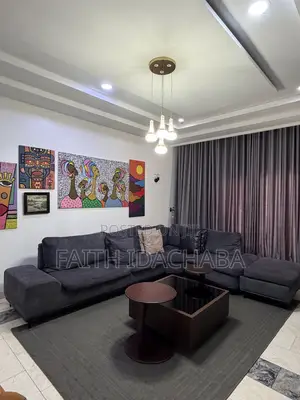 Setti na L-Shape Sofa, Labule, Tabarma, da Taburorin Tsakiya & Gefe